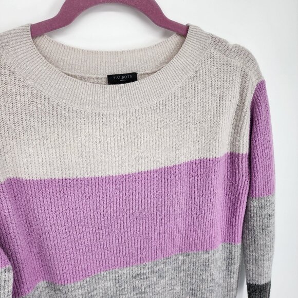 3/$25 3 Talbots Color Block Sweater SP Pullover Crew Neck Ribbed Striped Long - Picture 5 of 7
